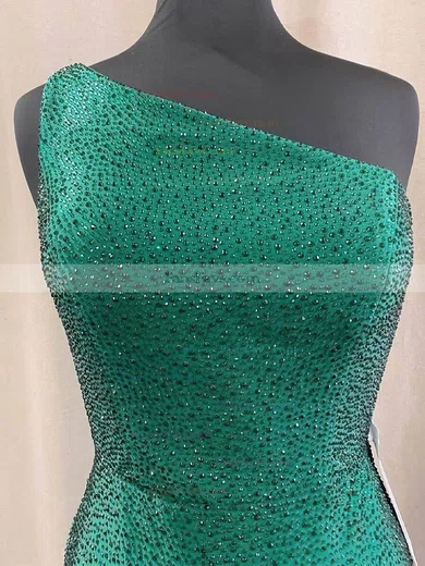 Sheath/Column One Shoulder Silk-like Satin Short/Mini Short Prom Dresses With Split Front #Favs020020110592