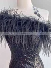 Sheath/Column One Shoulder Sequined Short/Mini Short Prom Dresses With Feathers / Fur #Favs020020111415
