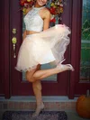 A-line Scoop Neck Tulle Short/Mini Beading Short Prom Dresses #Favs020020108901
