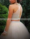 A-line Scoop Neck Tulle Short/Mini Beading Short Prom Dresses #Favs020020108901
