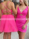 Sheath/Column V-neck Sequined Short/Mini Short Prom Dresses #Favs020020111416