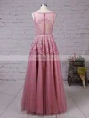 Princess Scoop Neck Tulle Floor-length Appliques Lace Prom Dresses #Favs020102804