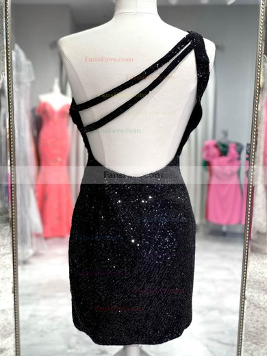 Sheath/Column One Shoulder Sequined Short/Mini Short Prom Dresses With Split Front #Favs020020109839