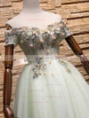 A-line Off-the-shoulder Lace Tulle Short/Mini Short Prom Dresses With Bow #Favs020020110595