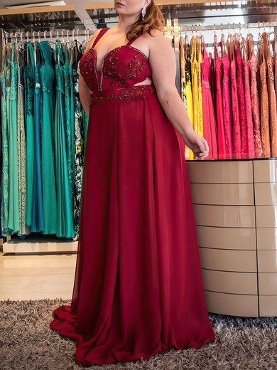 A-line Sweetheart Chiffon Floor-length Beading prom dress #Favs020105984
