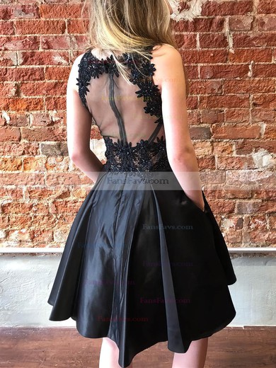 A-line V-neck Silk-like Satin Short/Mini Short Prom Dresses With Pockets #Favs020020111420