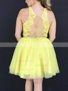 A-line Scoop Neck Tulle Short/Mini Short Prom Dresses With Appliques Lace #Favs020020111423