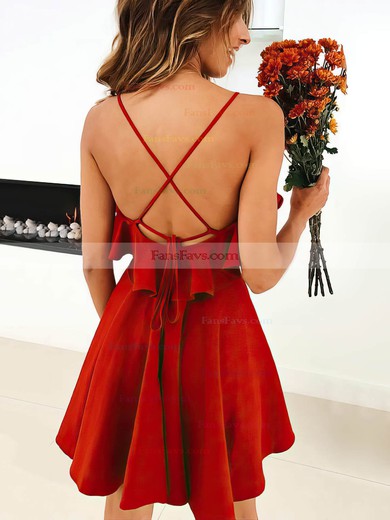 A-line V-neck Chiffon Short/Mini Cascading Ruffles Short Prom Dresses #Favs020020108909