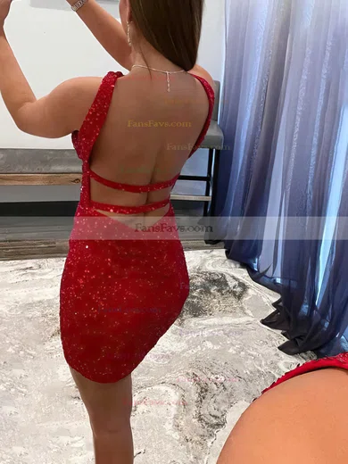 Sheath/Column V-neck Sequined Short/Mini Short Prom Dresses #Favs020020110600