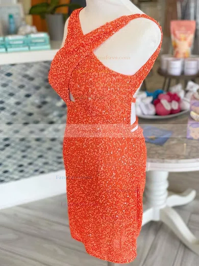 Sheath/Column V-neck Sequined Short/Mini Short Prom Dresses #Favs020020110600