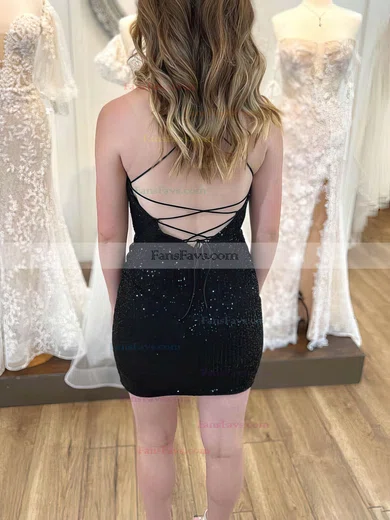 Sheath/Column V-neck Sequined Short/Mini Short Prom Dresses #Favs020020110606