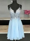 A-line V-neck Chiffon Short/Mini Short Prom Dresses With Lace #Favs020020111431