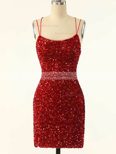 Sheath/Column Scoop Neck Sequined Short/Mini Short Prom Dresses #Favs020020109853