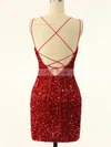 Sheath/Column Scoop Neck Sequined Short/Mini Short Prom Dresses #Favs020020109853