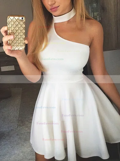 A-line High Neck Stretch Crepe Short/Mini Short Prom Dresses #Favs020020108923