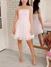 A-line Square Neckline Tulle Knee-length Short Prom Dresses With Pearl Detailing #Favs020020111434