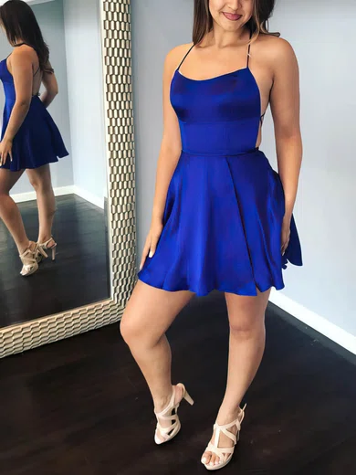 A-line Square Neckline Silk-like Satin Short/Mini Short Prom Dresses #Favs020020108926