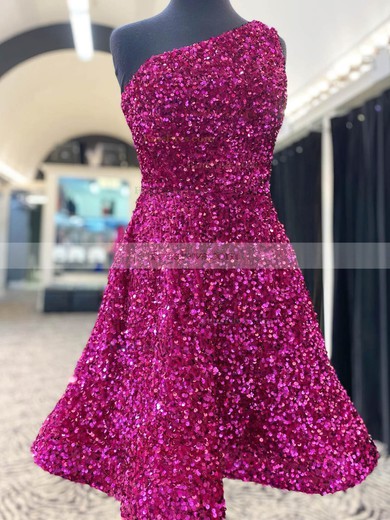 A-line One Shoulder Sequined Short/Mini Short Prom Dresses #Favs020020109857