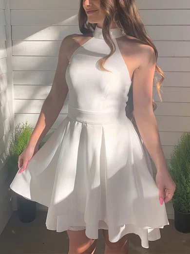 A-line High Neck Chiffon Short/Mini Short Prom Dresses With Tiered #Favs020020111438