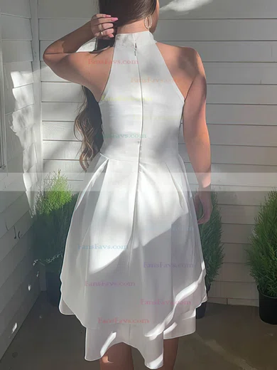 A-line High Neck Chiffon Short/Mini Short Prom Dresses With Tiered #Favs020020111438