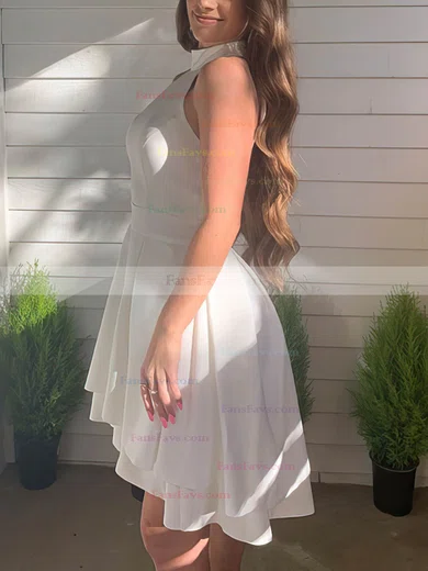 A-line High Neck Chiffon Short/Mini Short Prom Dresses With Tiered #Favs020020111438