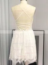 A-line V-neck Lace Short/Mini Short Prom Dresses #Favs020020111441