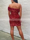 Sheath/Column Off-the-shoulder Sequined Short/Mini Short Prom Dresses With Ruffles #Favs020020109862