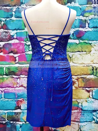 Sheath/Column V-neck Silk-like Satin Short/Mini Short Prom Dresses With Beading #Favs020020110621