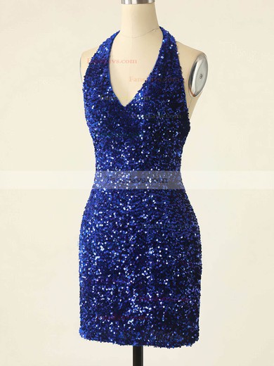Sheath/Column Halter Sequined Short/Mini Short Prom Dresses #Favs020020109870
