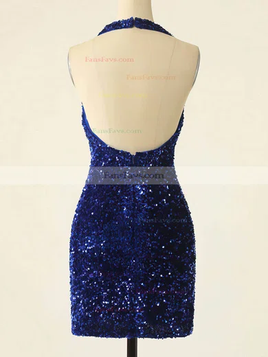 Sheath/Column Halter Sequined Short/Mini Short Prom Dresses #Favs020020109870