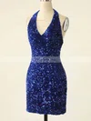 Sheath/Column Halter Sequined Short/Mini Short Prom Dresses #Favs020020109870