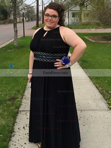 Sheath/Column Scoop Neck Chiffon Floor-length Beading prom dress #Favs020106010