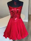 A-line Strapless Chiffon Short/Mini Short Prom Dresses With Sequins #Favs020020110630