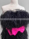 Sheath/Column Strapless Feather Short/Mini Short Prom Dresses With Bow #Favs020020110634