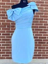 Sheath/Column One Shoulder Stretch Crepe Short/Mini Short Prom Dresses With Bow #Favs020020110635