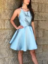 A-line Scoop Neck Silk-like Satin Short/Mini Short Prom Dresses #Favs020020111462