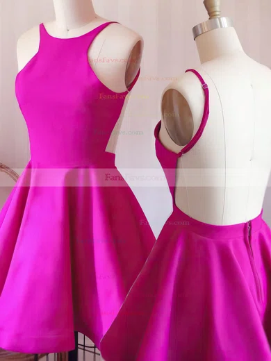 A-line Scoop Neck Stretch Crepe Knee-length Short Prom Dresses #Favs020020111464