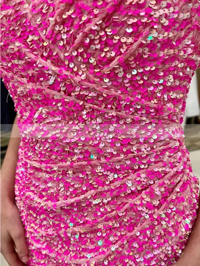 Sheath/Column V-neck Sequined Short/Mini Short Prom Dresses With Beading #Favs020020110640