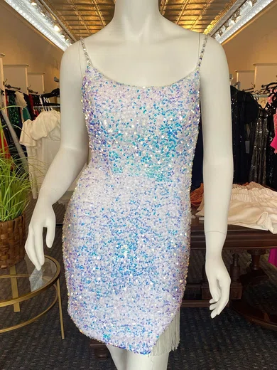 Sheath/Column Scoop Neck Sequined Short/Mini Short Prom Dresses #Favs020020109881