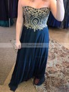 A-line Sweetheart Chiffon Floor-length Appliques Lace prom dress #Favs020106018
