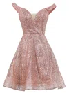 A-line Off-the-shoulder Glitter Short/Mini Short Prom Dresses #Favs020020111273