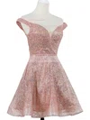 A-line Off-the-shoulder Glitter Short/Mini Short Prom Dresses #Favs020020111273