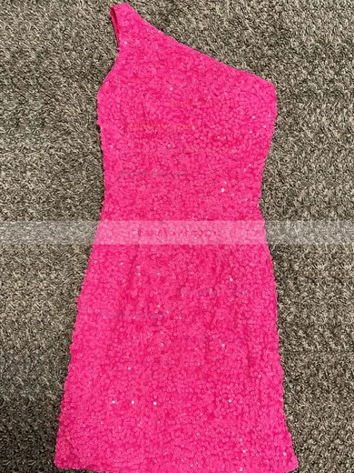 Sheath/Column One Shoulder Sequined Short/Mini Short Prom Dresses #Favs020020111275