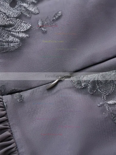 A-line High Neck Chiffon Tea-length Short Prom Dresses With Lace #Favs020020111276