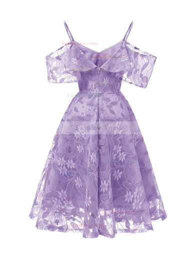 A-line Off-the-shoulder Lace Tea-length Short Prom Dresses #Favs020020111277