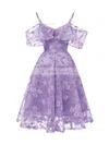 A-line Off-the-shoulder Lace Tea-length Short Prom Dresses #Favs020020111277