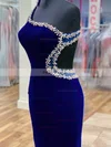 Sheath/Column One Shoulder Velvet Short/Mini Short Prom Dresses With Crystal Detailing #Favs020020110652