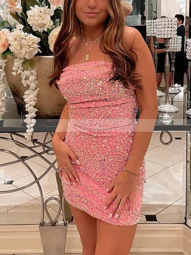 Sheath/Column Square Neckline Sequined Short/Mini Short Prom Dresses #Favs020020109892