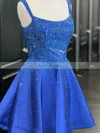 A-line Scoop Neck Satin Short/Mini Short Prom Dresses With Beading #Favs020020109894