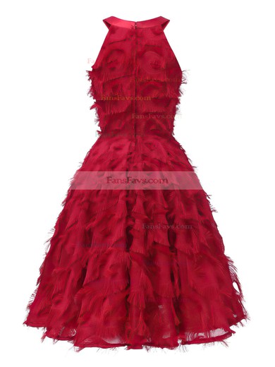 A-line Scoop Neck Tulle Tea-length Short Prom Dresses #Favs020020111281